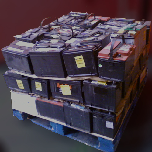 image of car batteries on skid