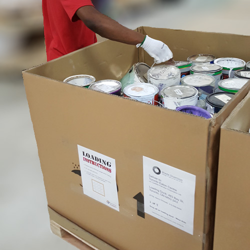 image of person loading old paint into a box